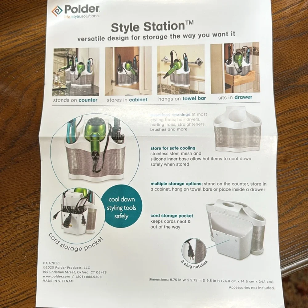 Polder Style Station Organizer-storage for styling tools.